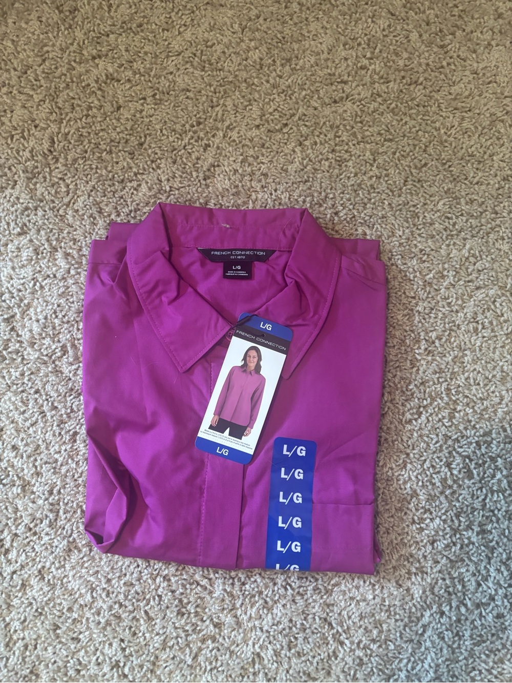 French Connection Magenta Button-Down Shirt